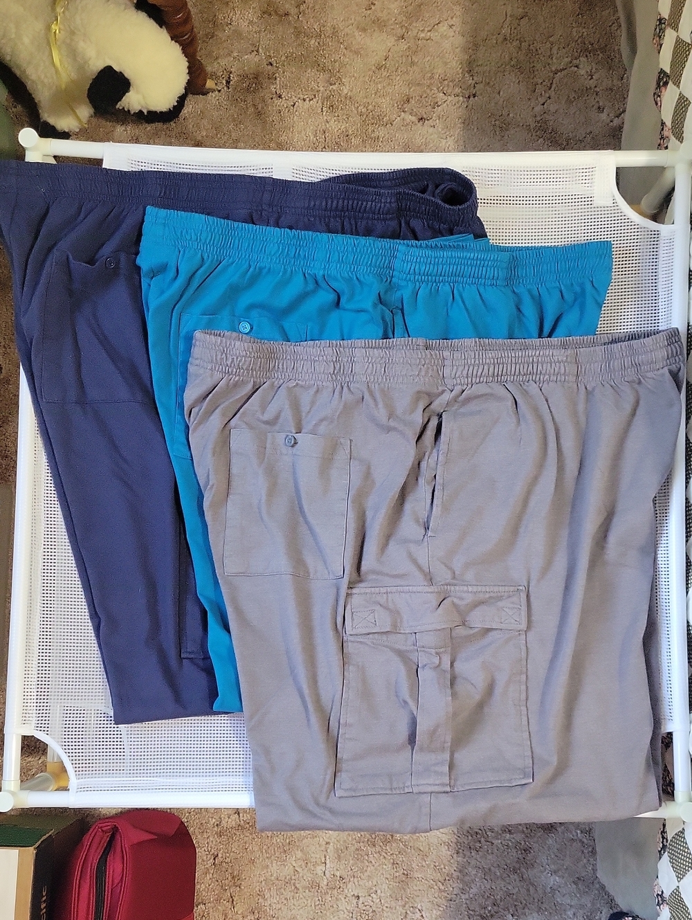 Men's Elastic Waist Cargo Joggers - Gray, Teal & Navy